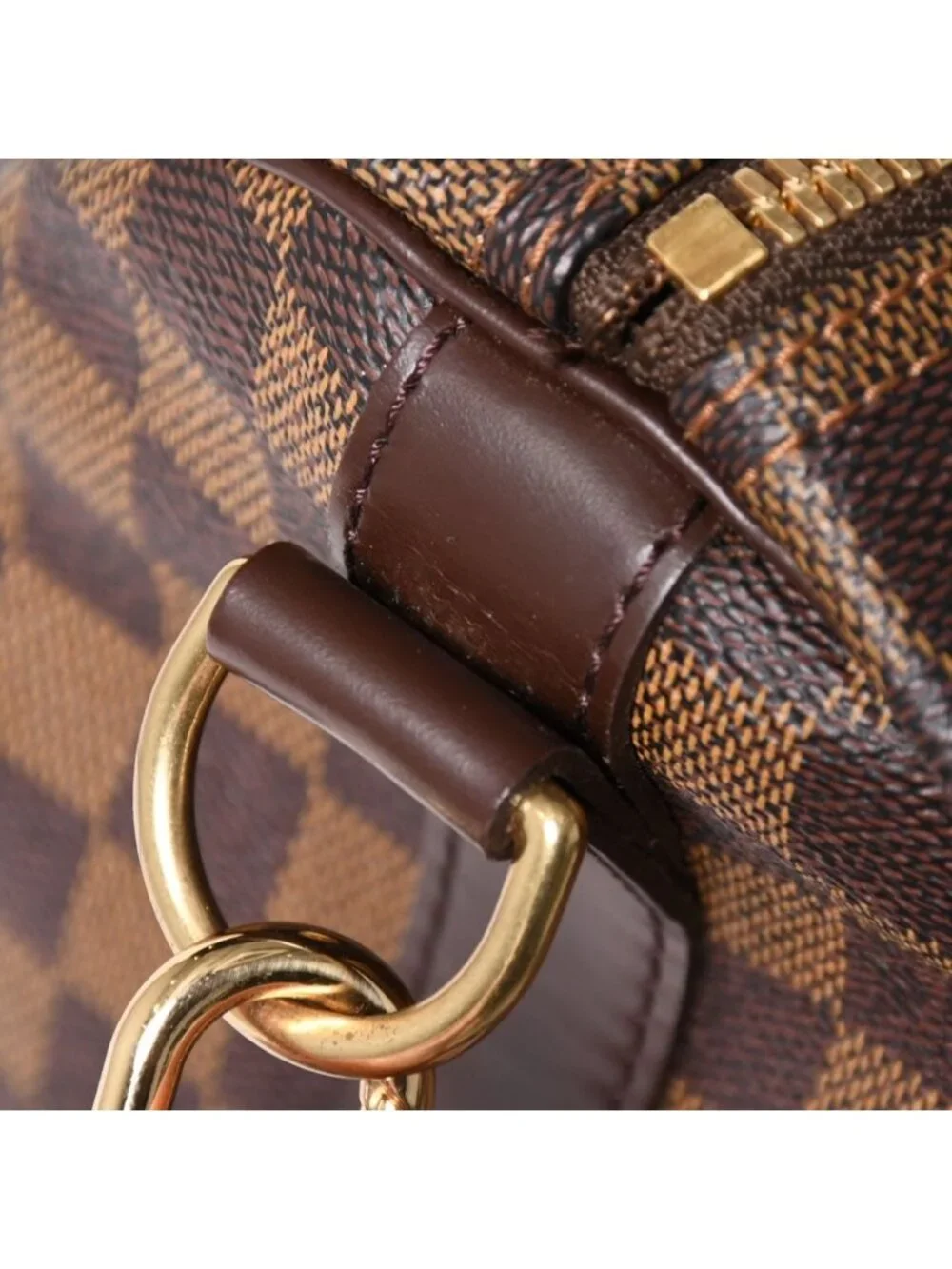 Louis Vuitton Keepall Bandouliere 55 Boston Bag Damier Ebene Brown Gold